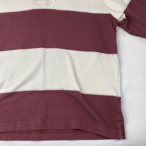 VINTAGE NHL HOCKEY Rugby POLO SHIRT! Long Sleeve Embroidered Maroon Striped Sz M - Picture 6 of 16
